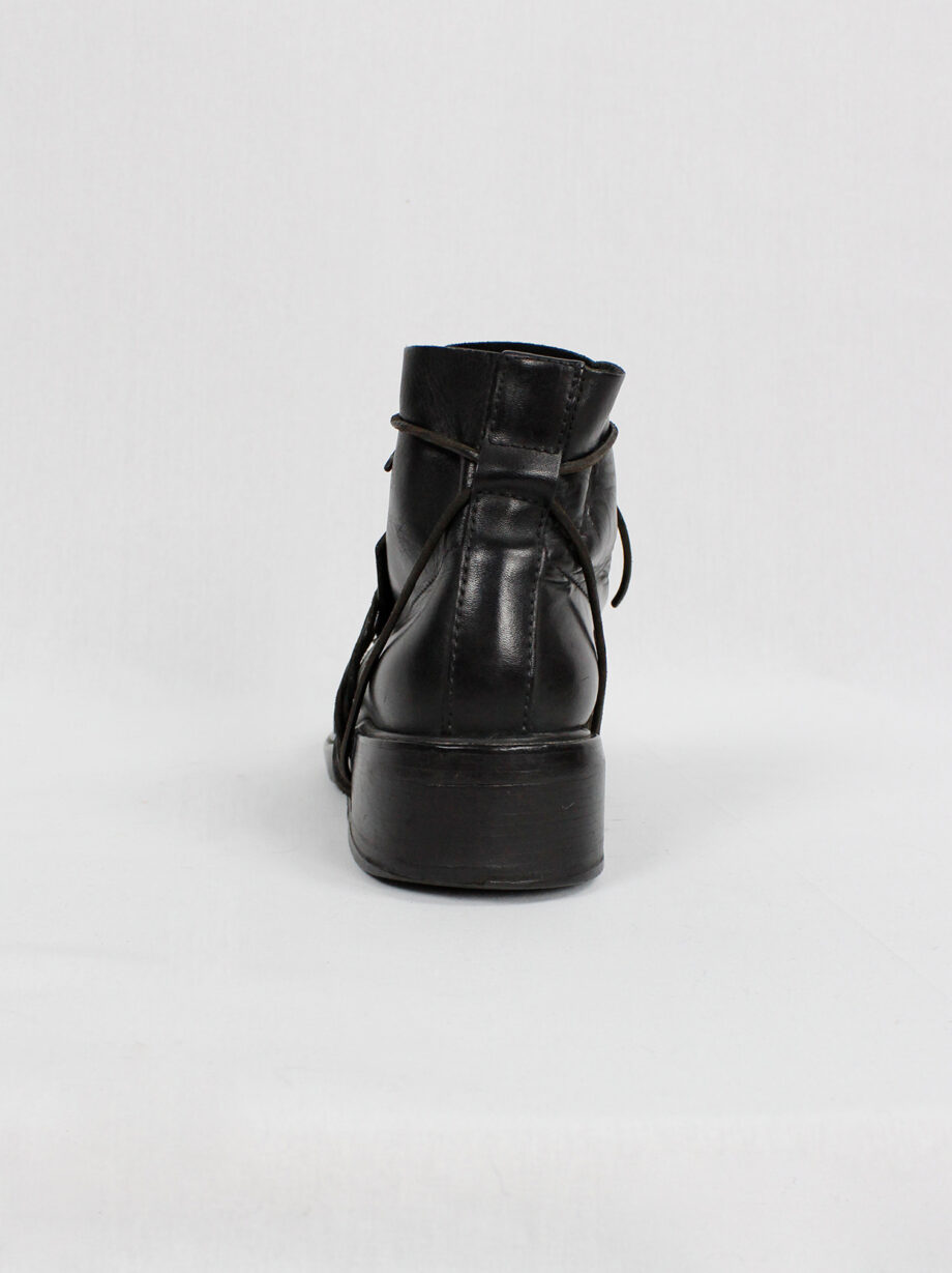 Dirk Bikkembergs black mountaineering boots with overlap front and laces through the soles late 90s (21)