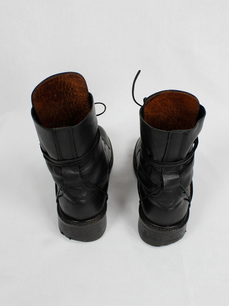 Dirk Bikkembergs black tall boots with front wrapped by laces through the soles 1990s 90s (10)