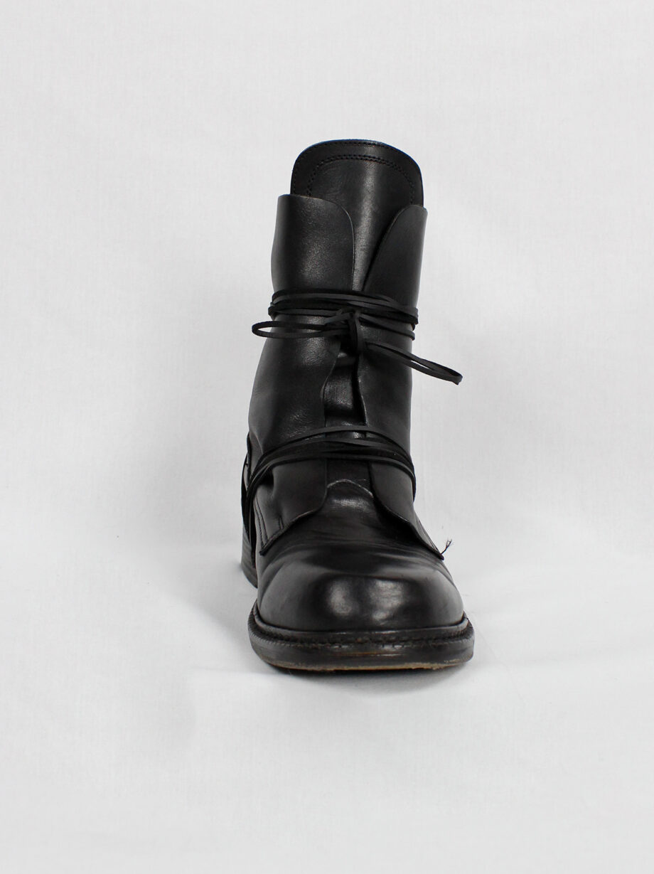Dirk Bikkembergs black tall boots with front wrapped by laces through the soles 1990s 90s (16)