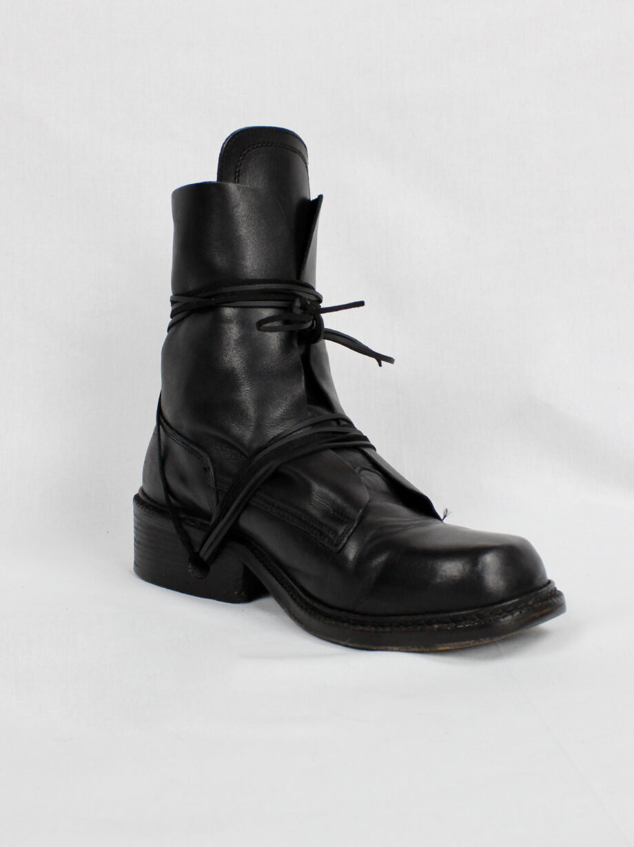 Dirk Bikkembergs black tall boots with front wrapped by laces through the soles 1990s 90s (17)