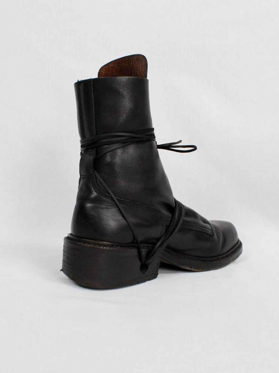 Dirk Bikkembergs black tall boots with front wrapped by laces through the soles 1990s 90s (2)