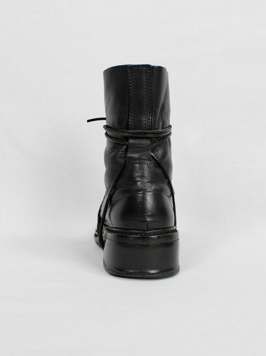 Dirk Bikkembergs black tall boots with grommets for laces through the soles 90s (1)
