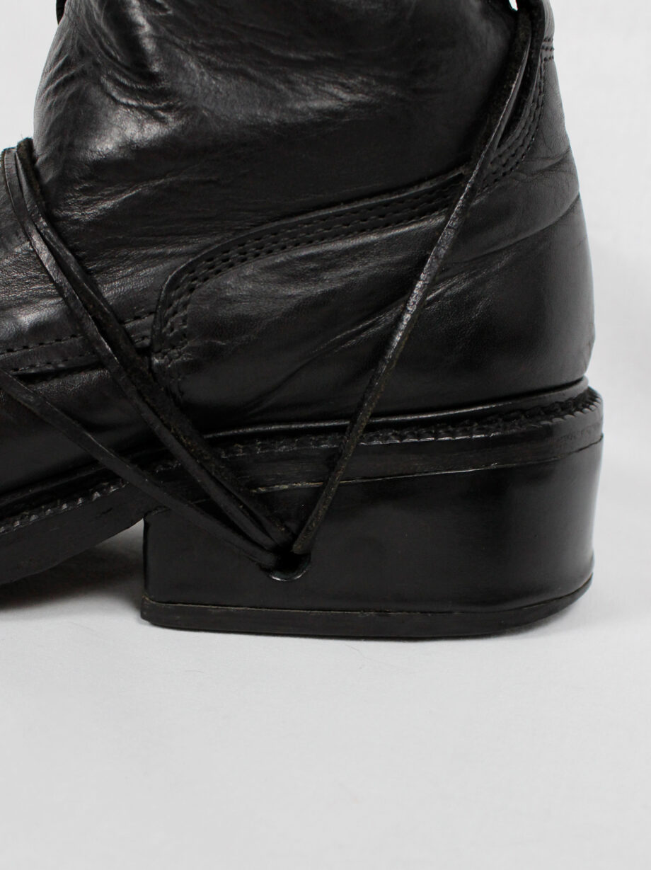 Dirk Bikkembergs black tall boots with grommets for laces through the soles 90s (12)