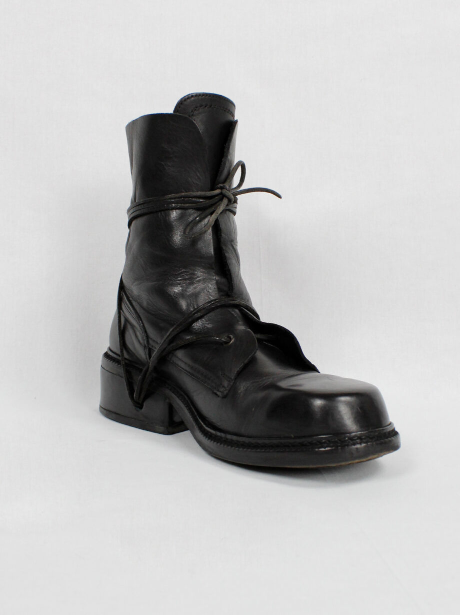 Dirk Bikkembergs black tall boots with grommets for laces through the soles 90s (17)