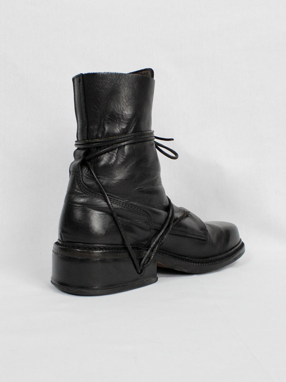 Dirk Bikkembergs black tall boots with grommets for laces through the soles 90s (19)
