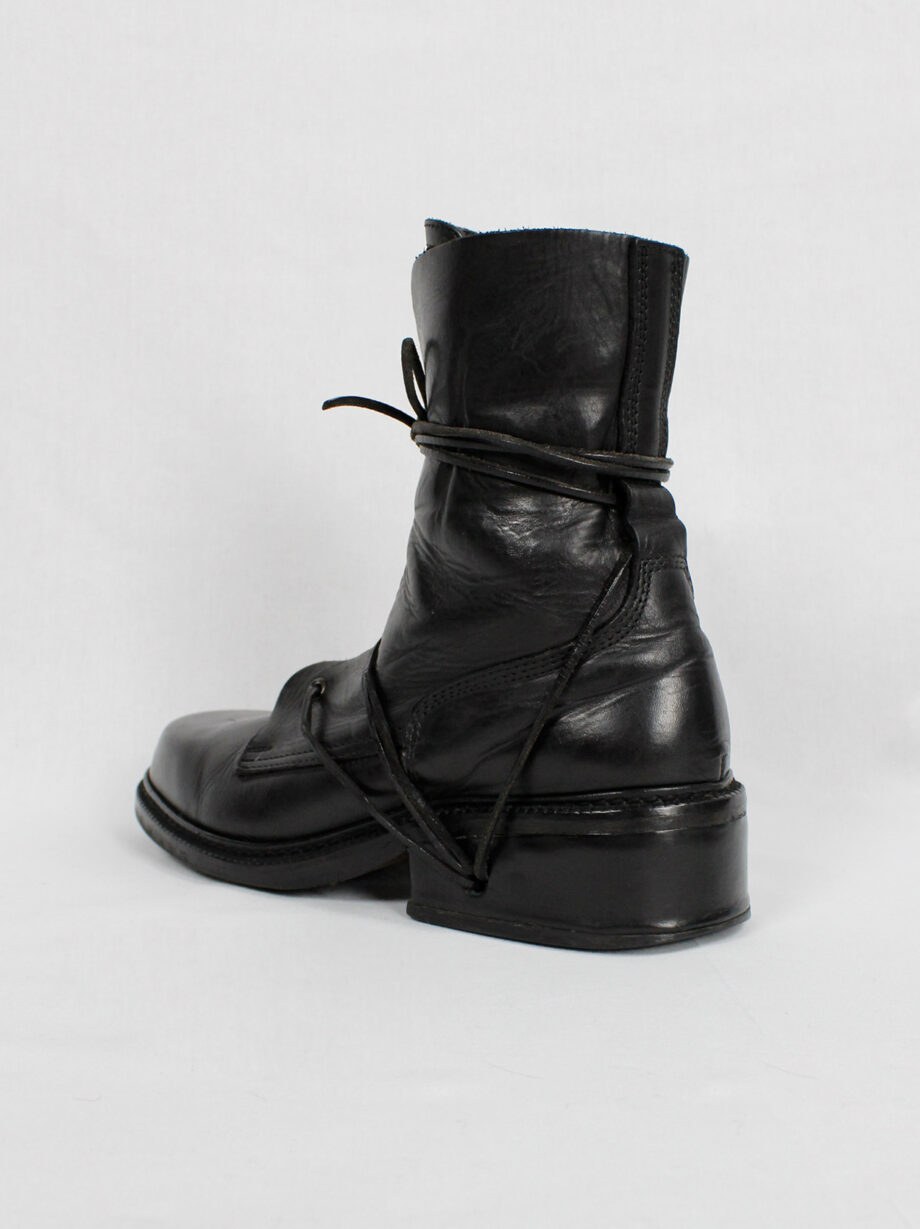 Dirk Bikkembergs black tall boots with grommets for laces through the soles 90s (2)