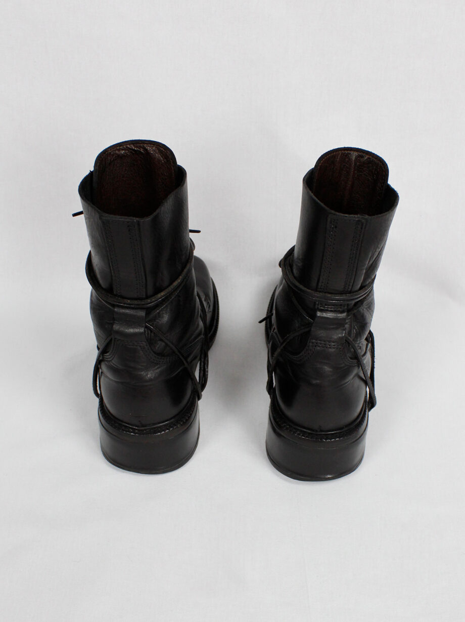Dirk Bikkembergs black tall boots with grommets for laces through the soles 90s (8)