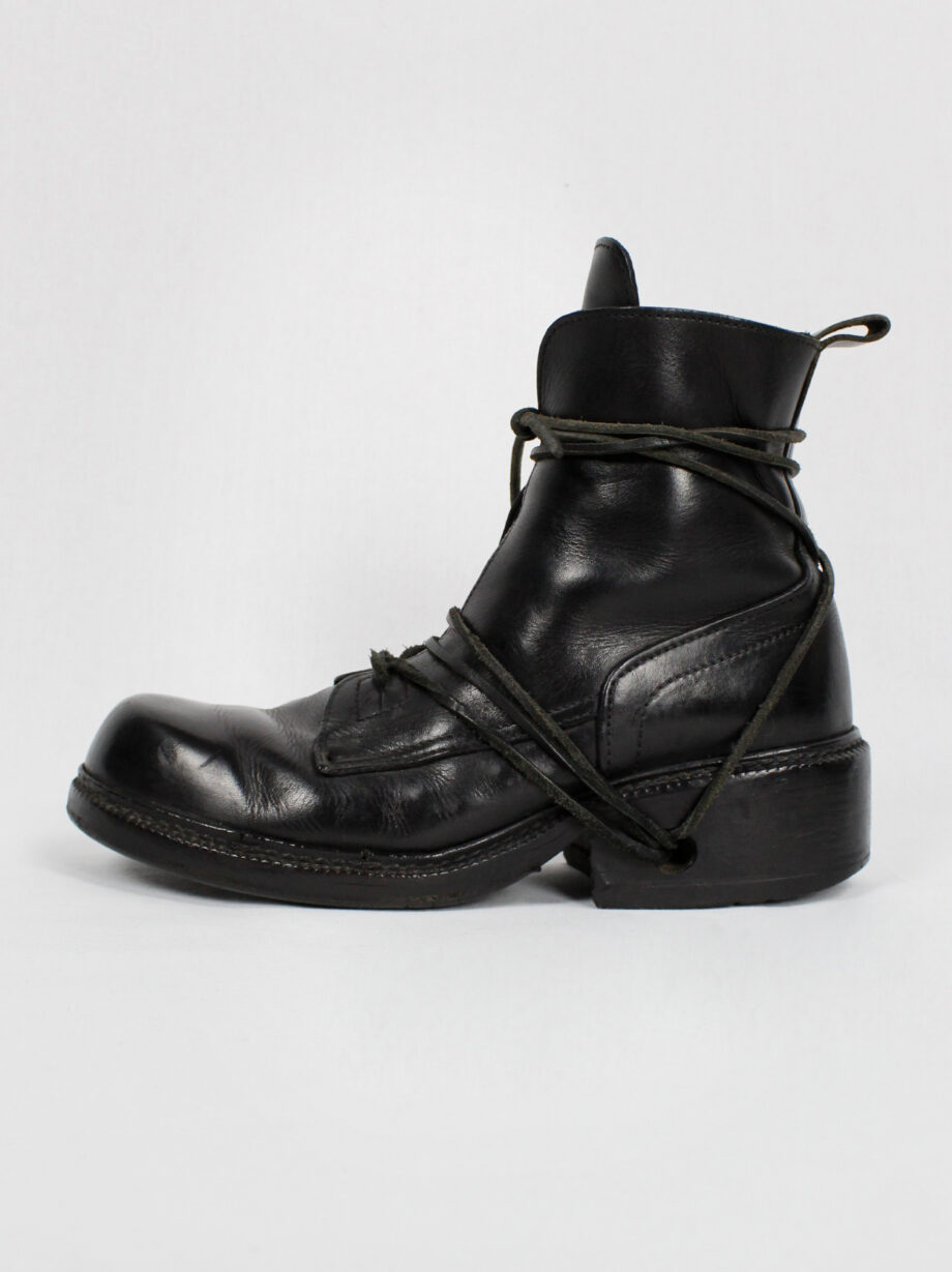 Dirk Bikkembergs black tall boots wrapped with laces through the soles 90s (1)