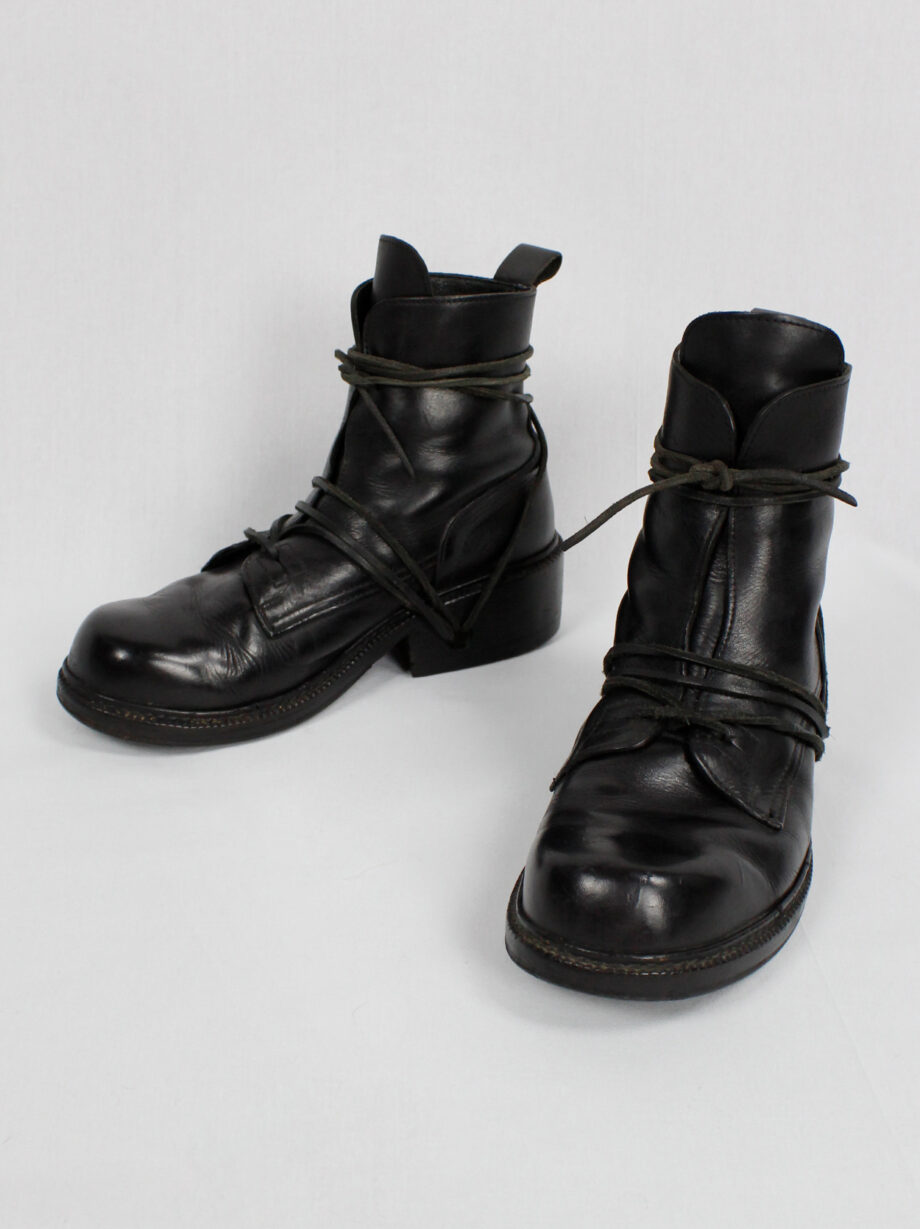 Dirk Bikkembergs black tall boots wrapped with laces through the soles 90s (11)