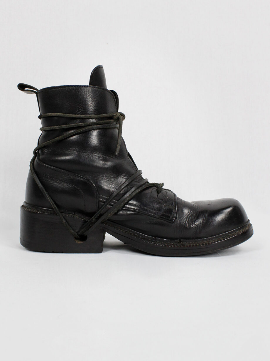 Dirk Bikkembergs black tall boots wrapped with laces through the soles 90s (5)