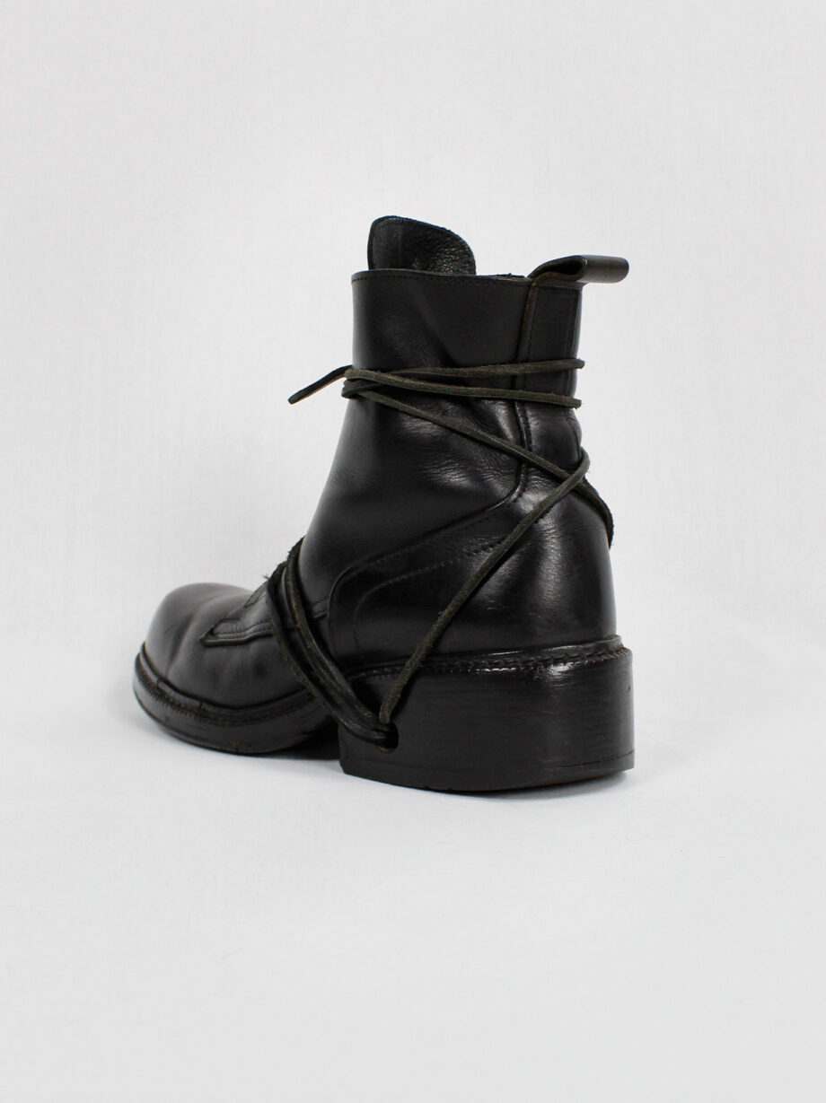 Dirk Bikkembergs black tall boots wrapped with laces through the soles 90s (8)