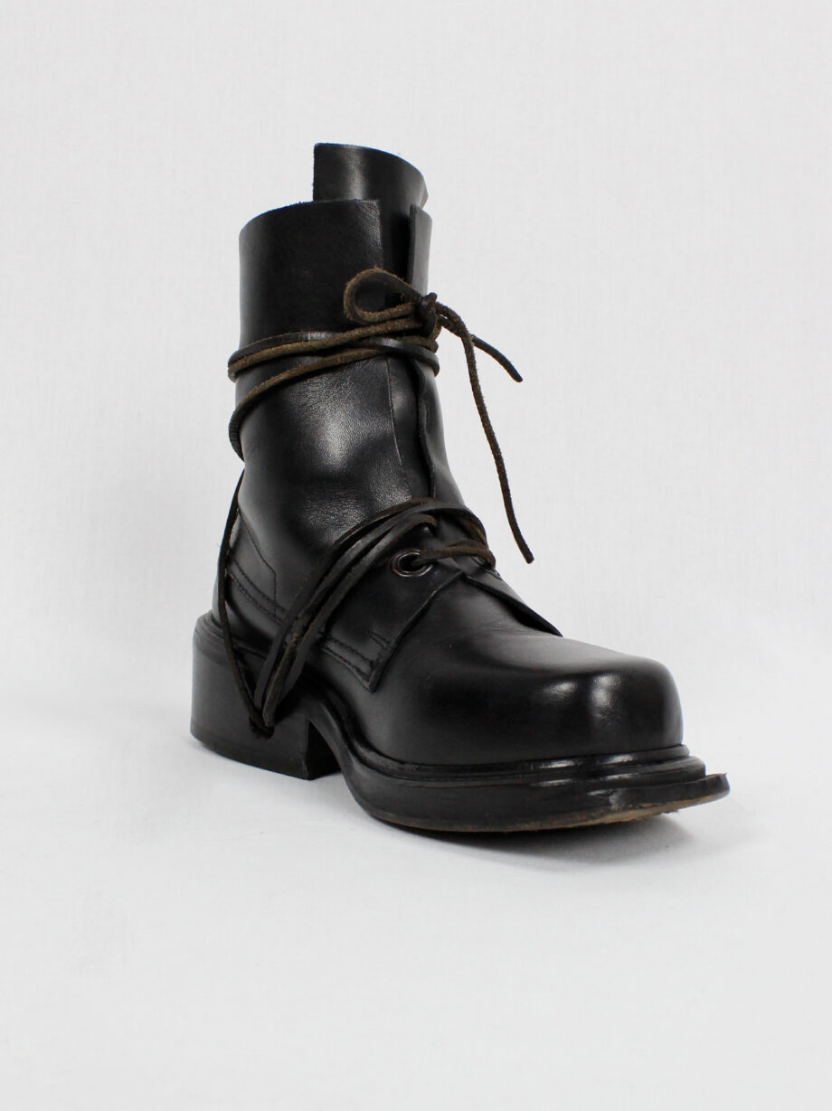Dirk Bikkembergs black tall mountaineering boots with laces through the soles late 90s (1)