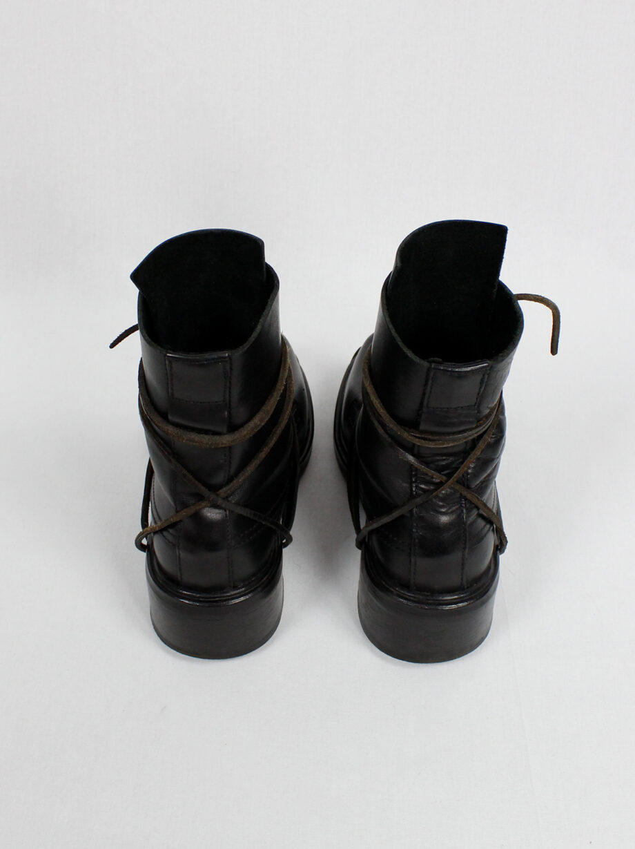 Dirk Bikkembergs black tall mountaineering boots with laces through the soles late 90s (10)