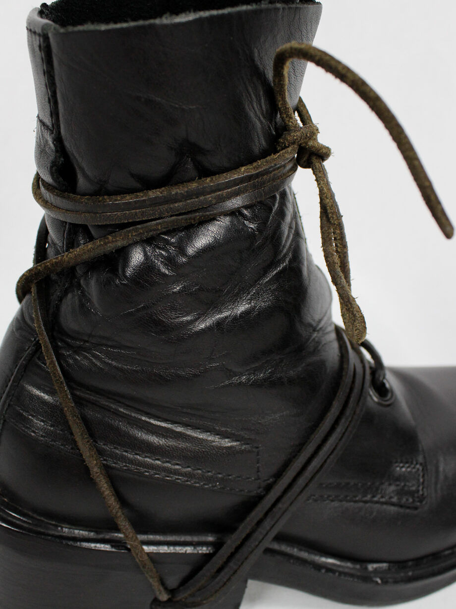 Dirk Bikkembergs black tall mountaineering boots with laces through the soles late 90s (13)