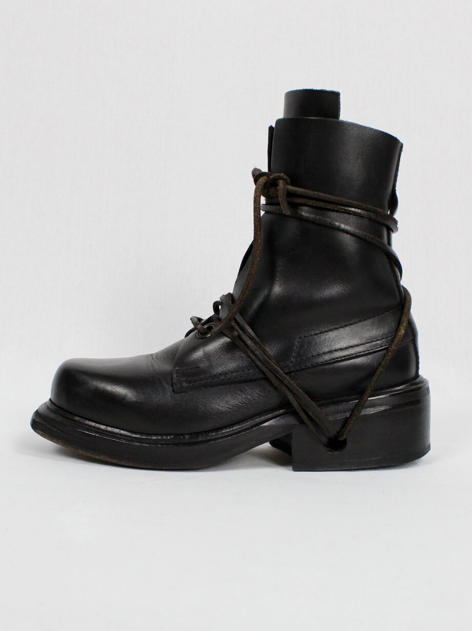 Dirk Bikkembergs black tall mountaineering boots with laces through the soles late 90s (15)