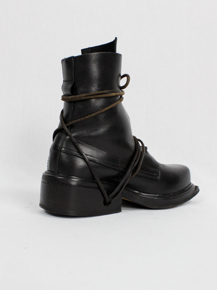 Dirk Bikkembergs black tall mountaineering boots with laces through the soles late 90s (3)