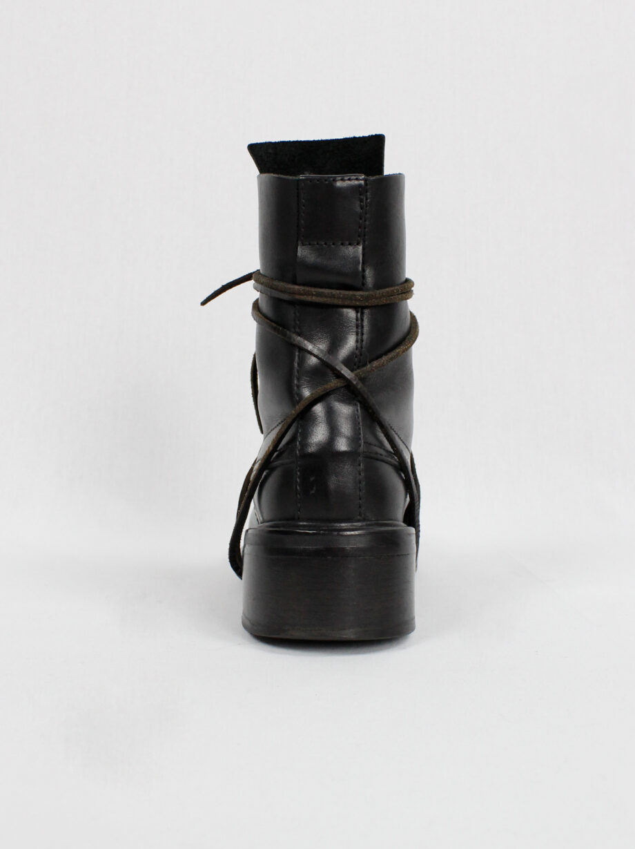 Dirk Bikkembergs black tall mountaineering boots with laces through the soles late 90s (4)