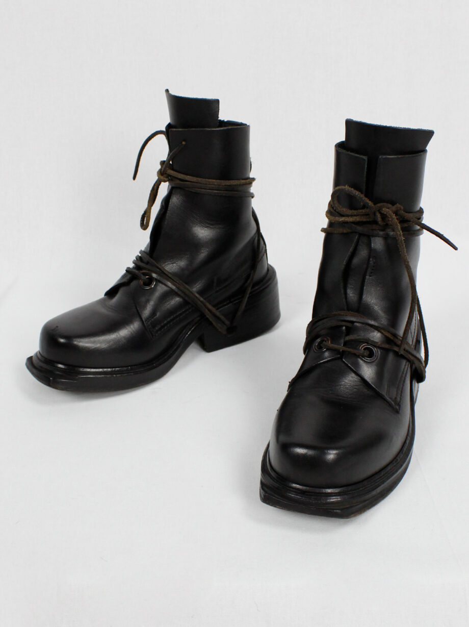Dirk Bikkembergs black tall mountaineering boots with laces through the soles late 90s (8)