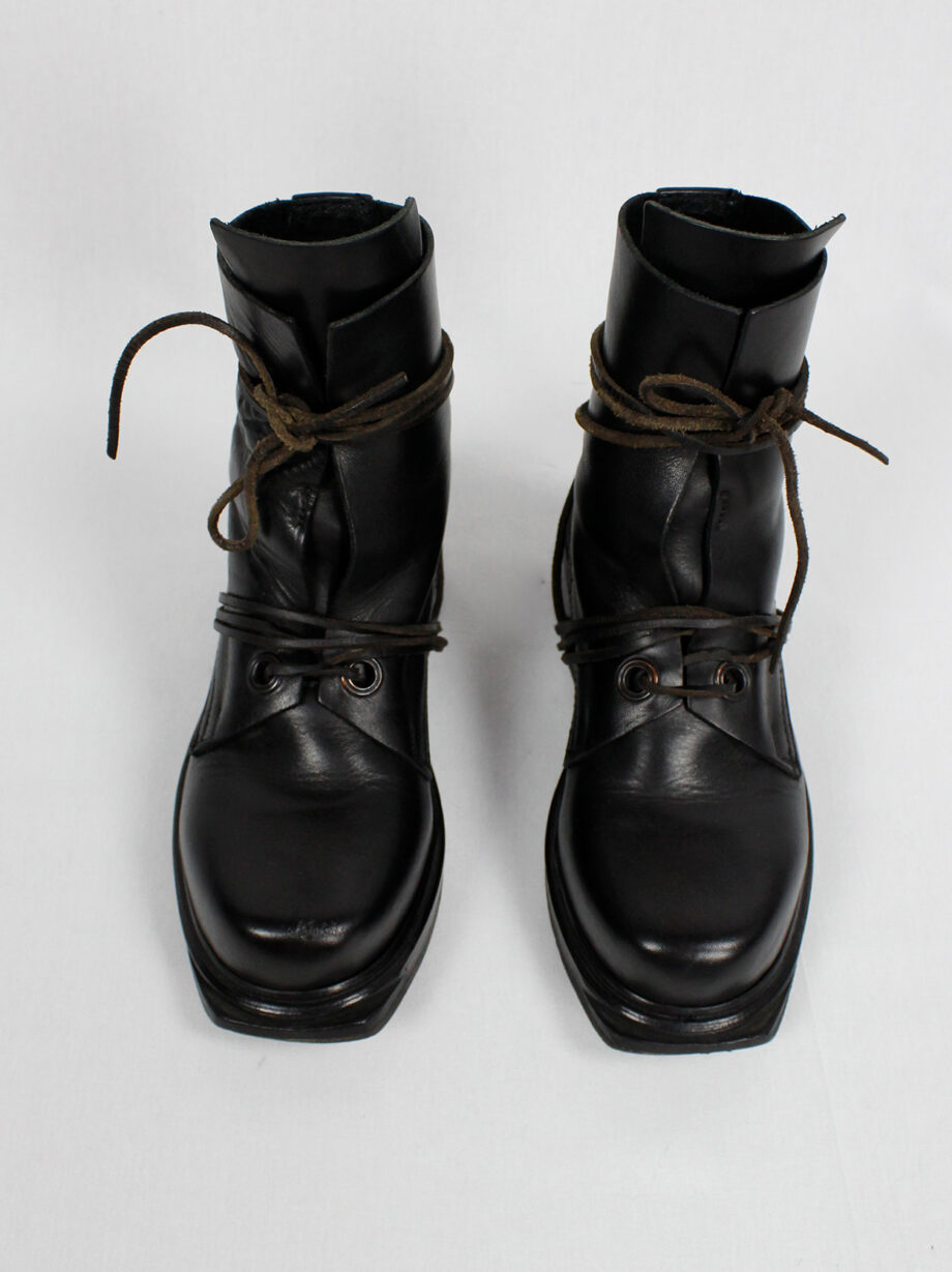 Dirk Bikkembergs black tall mountaineering boots with laces through the soles late 90s (9)