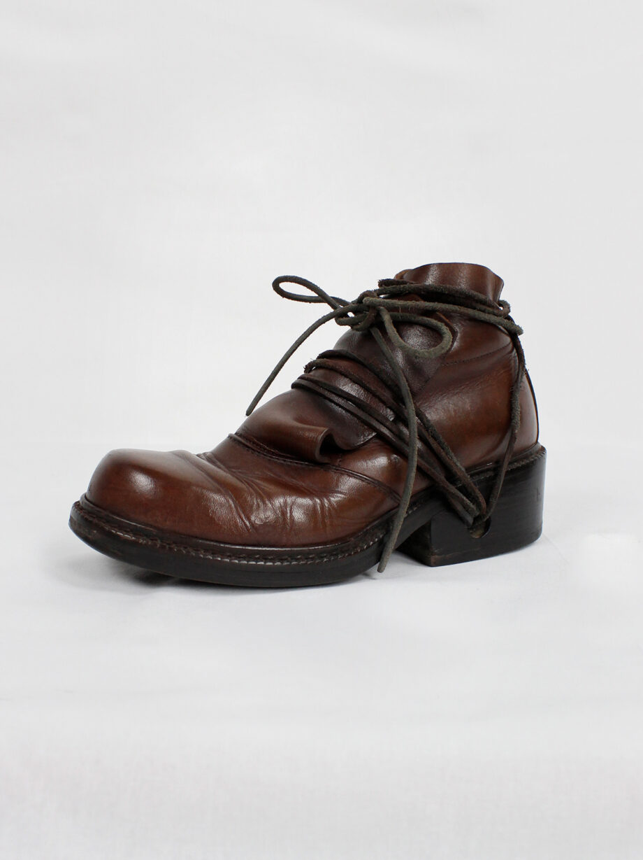 Dirk Bikkembergs brown boots with flap and laces through the heel fall 1994 (10)