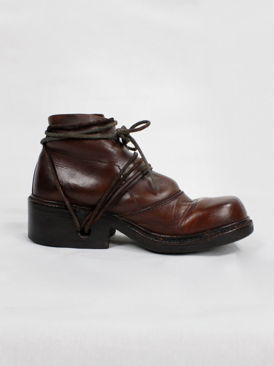 Dirk Bikkembergs brown boots with flap and laces through the heel fall 1994 (13)