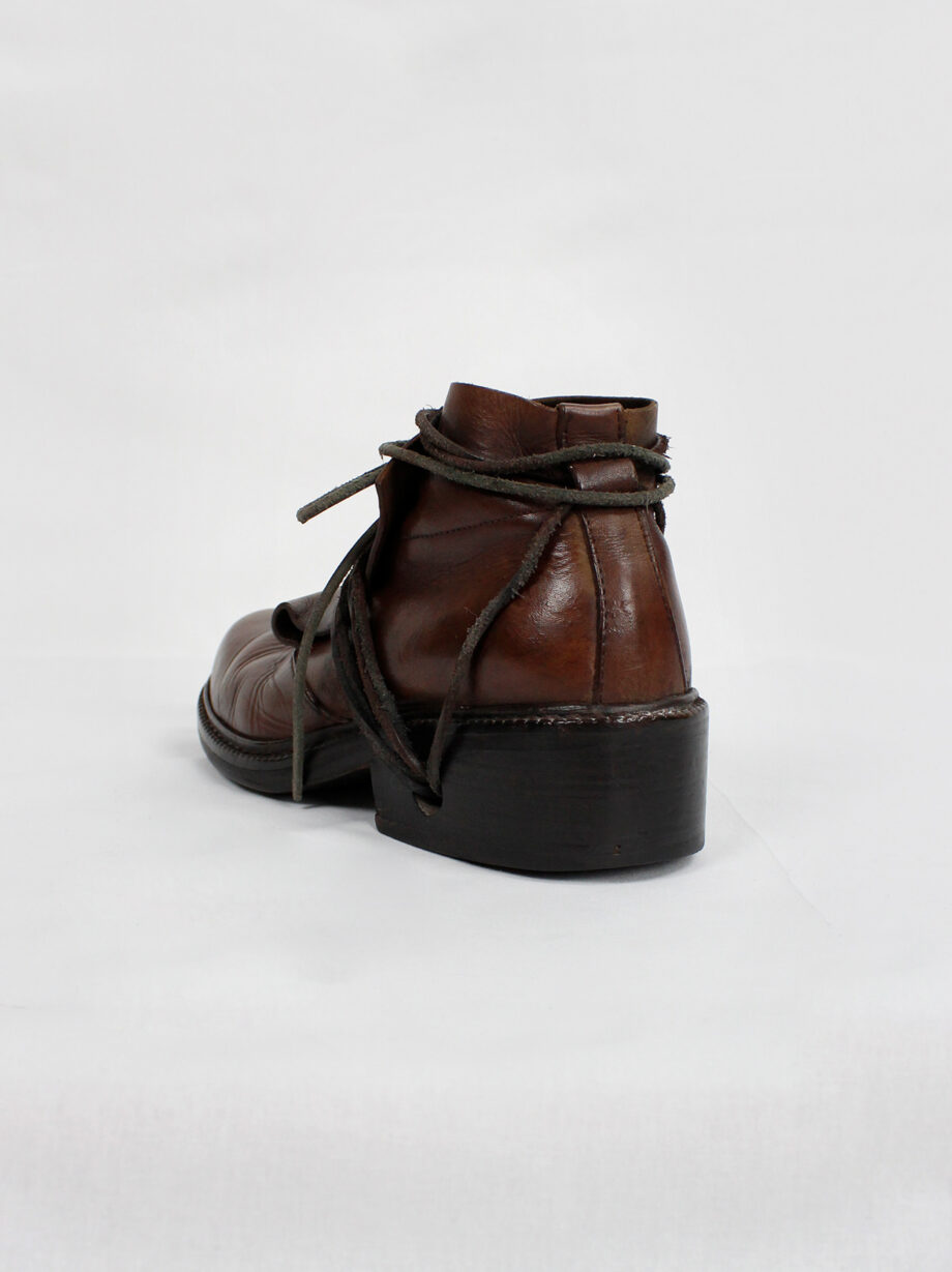 Dirk Bikkembergs brown boots with flap and laces through the heel fall 1994 (16)