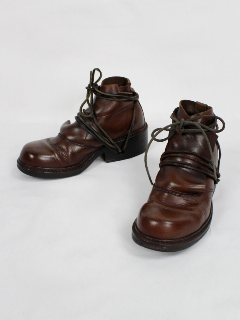 Dirk Bikkembergs brown boots with flap and laces through the heel fall 1994 (3)