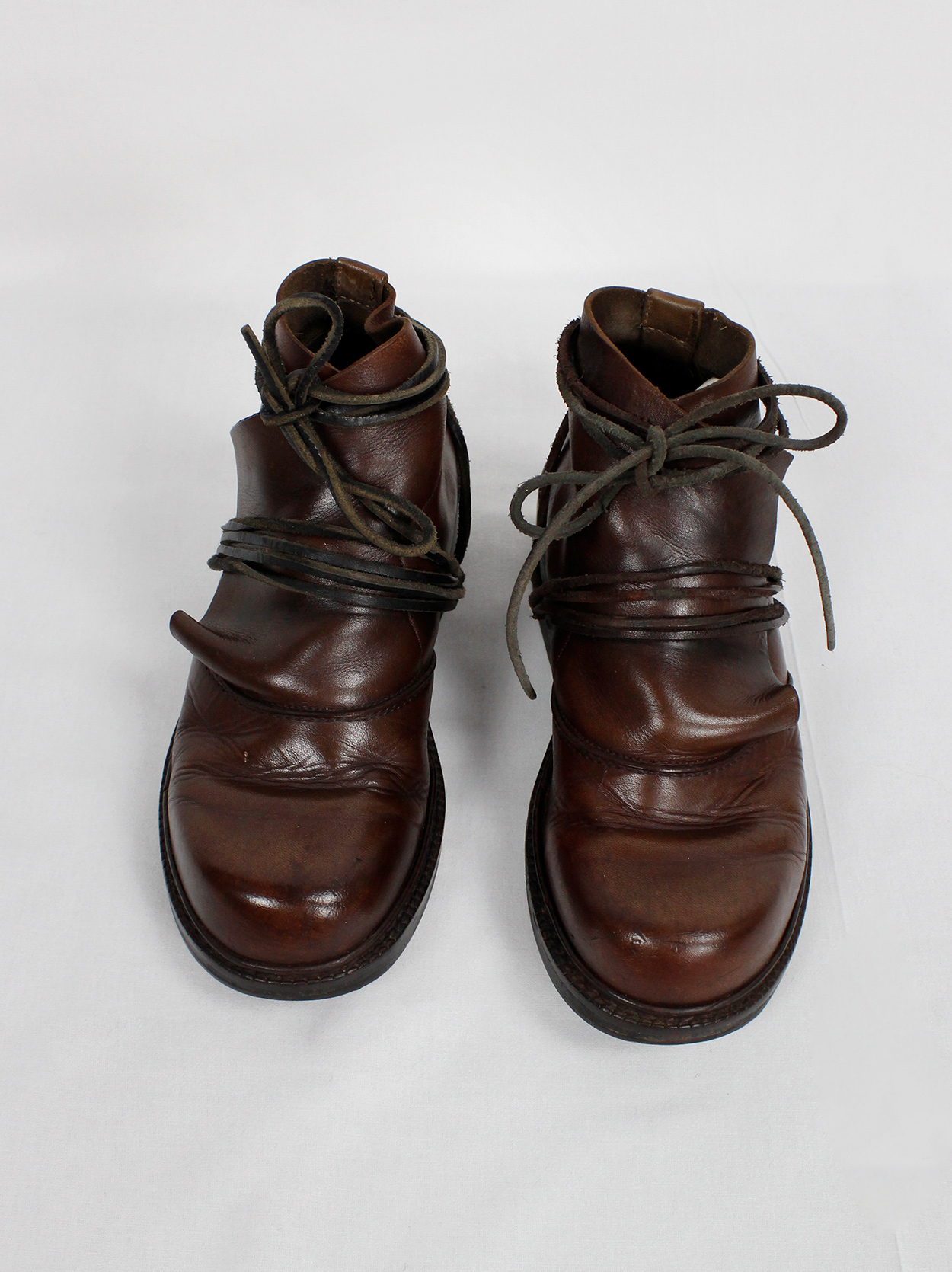 Dirk Bikkembergs brown boots with flap and laces through the heel (37 ...