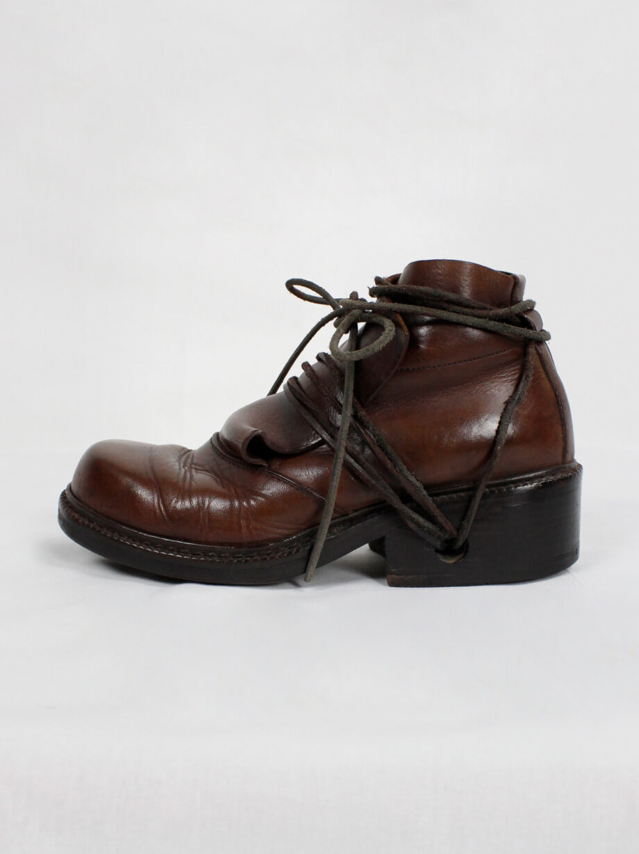Dirk Bikkembergs brown boots with flap and laces through the heel fall 1994 (9)