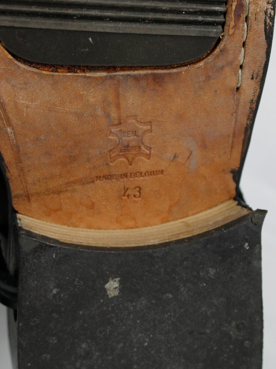 Dirk Bikkembergs brown mountaineering boots with side hooks and laces through the soles (4)