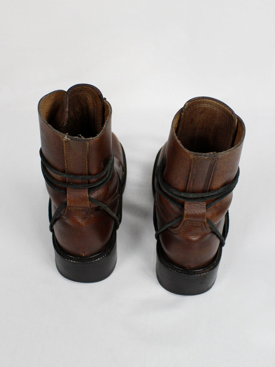 Dirk Bikkembergs brown tall boots front wrapped by laces through the soles circa 1990 (8)