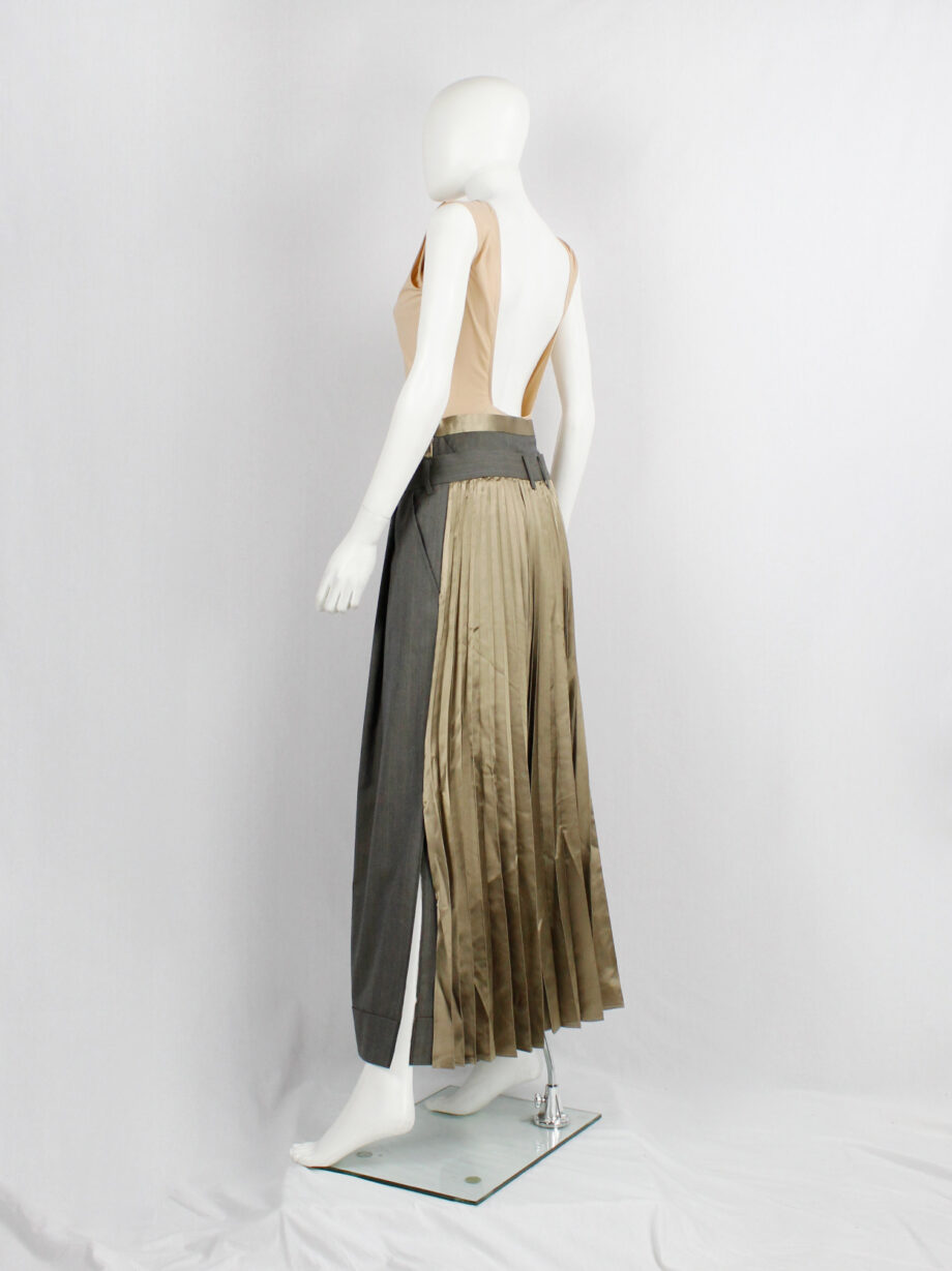 Junya Watanabe brown trousers attached to a chartreuse pleated maxi skirt fall 2010 (1)