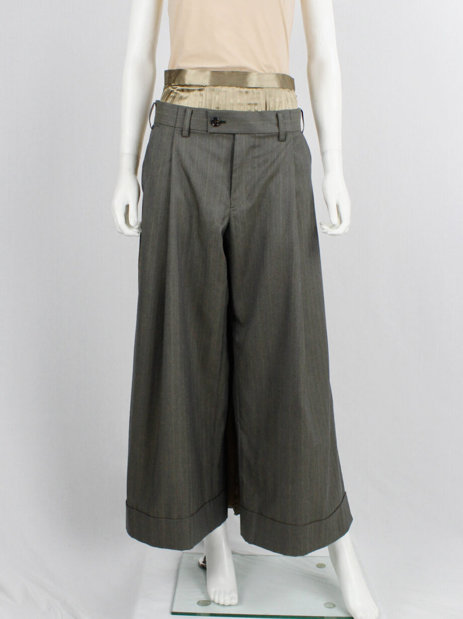 Junya Watanabe brown trousers attached to a chartreuse pleated maxi skirt fall 2010 (13)