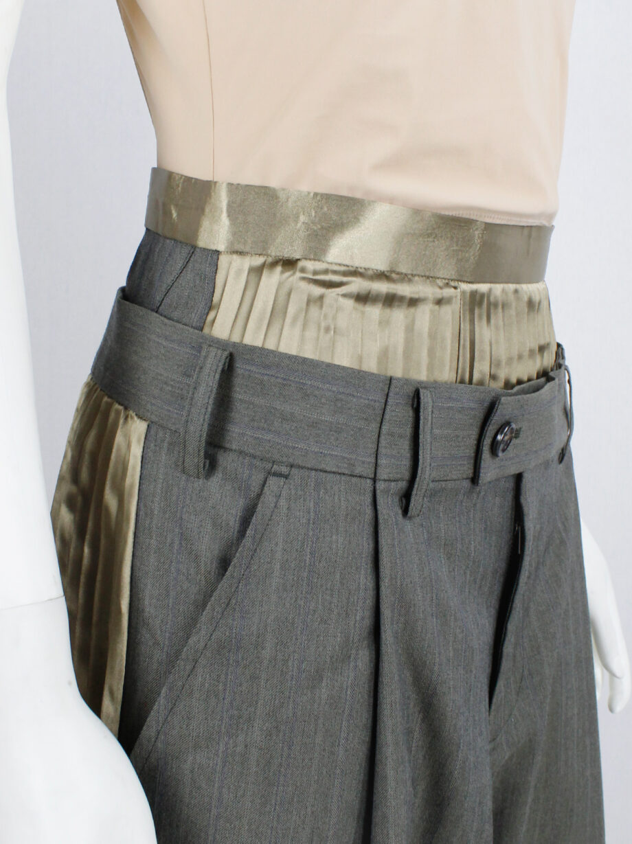 Junya Watanabe brown trousers attached to a chartreuse pleated maxi skirt fall 2010 (15)