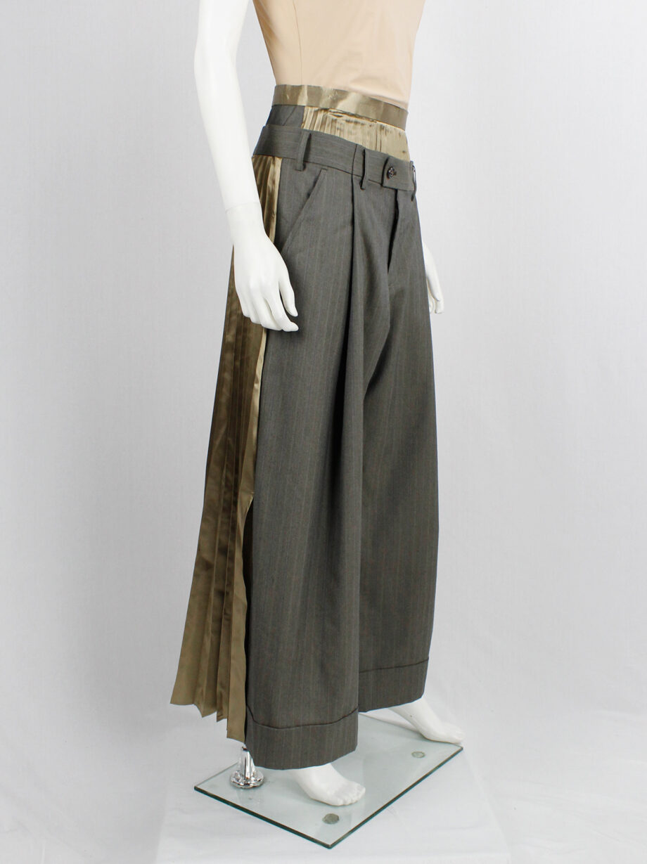 Junya Watanabe brown trousers attached to a chartreuse pleated maxi skirt fall 2010 (16)