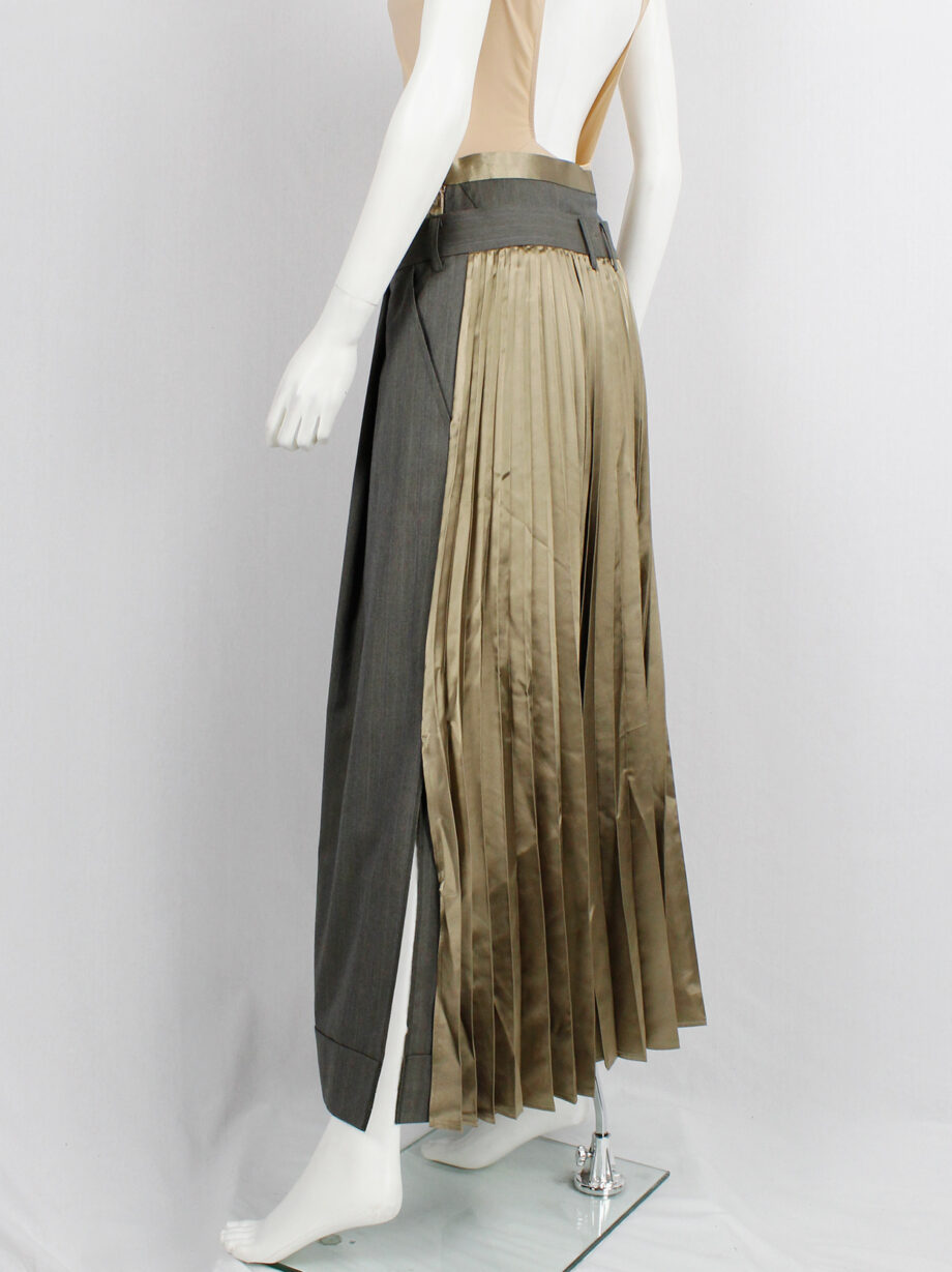 Junya Watanabe brown trousers attached to a chartreuse pleated maxi skirt fall 2010 (2)