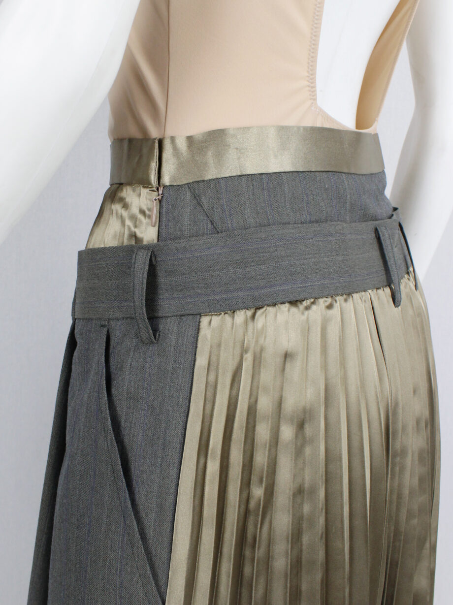 Junya Watanabe brown trousers attached to a chartreuse pleated maxi skirt fall 2010 (3)