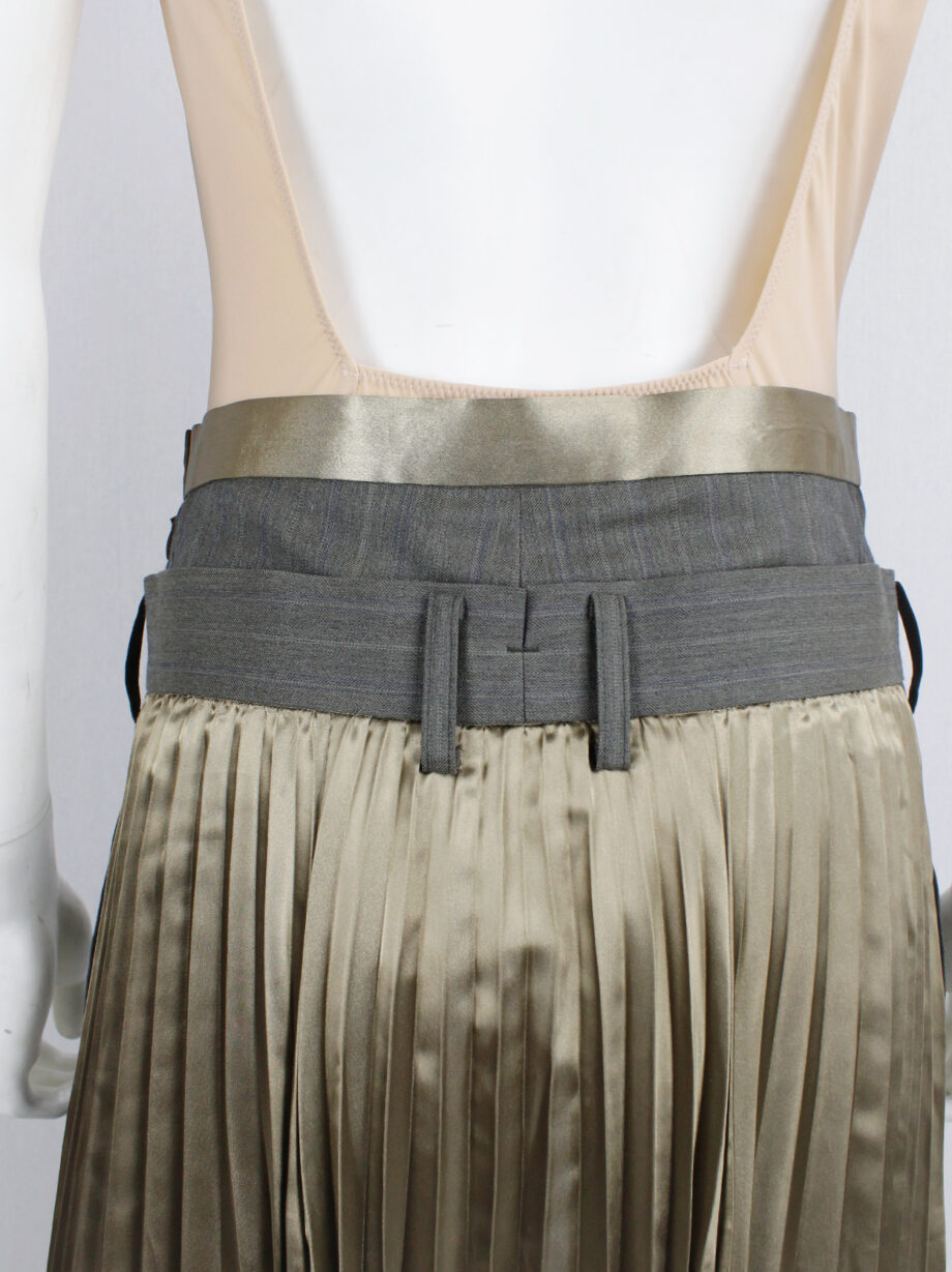 Junya Watanabe brown trousers attached to a chartreuse pleated maxi skirt fall 2010 (4)