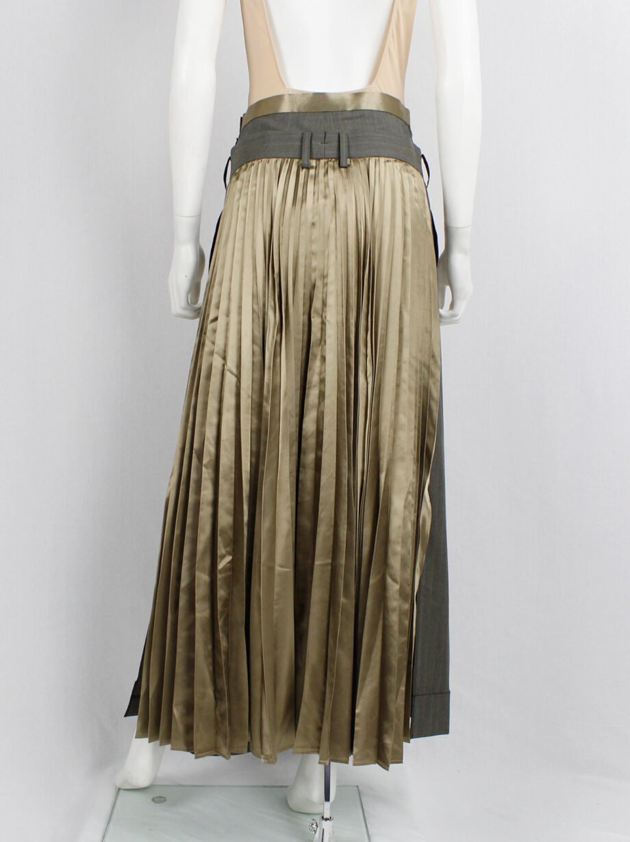 Junya Watanabe brown trousers attached to a chartreuse pleated maxi skirt fall 2010 (5)