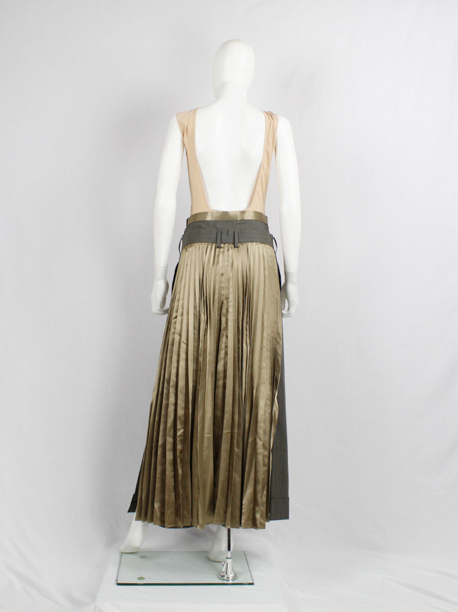 Junya Watanabe brown trousers attached to a chartreuse pleated maxi skirt fall 2010 (6)