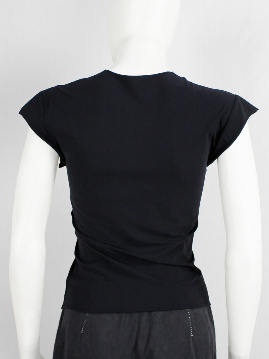 Jurgi Persoons dark blue panelled t-shirt with irregular white stitches fall 2000 (1)