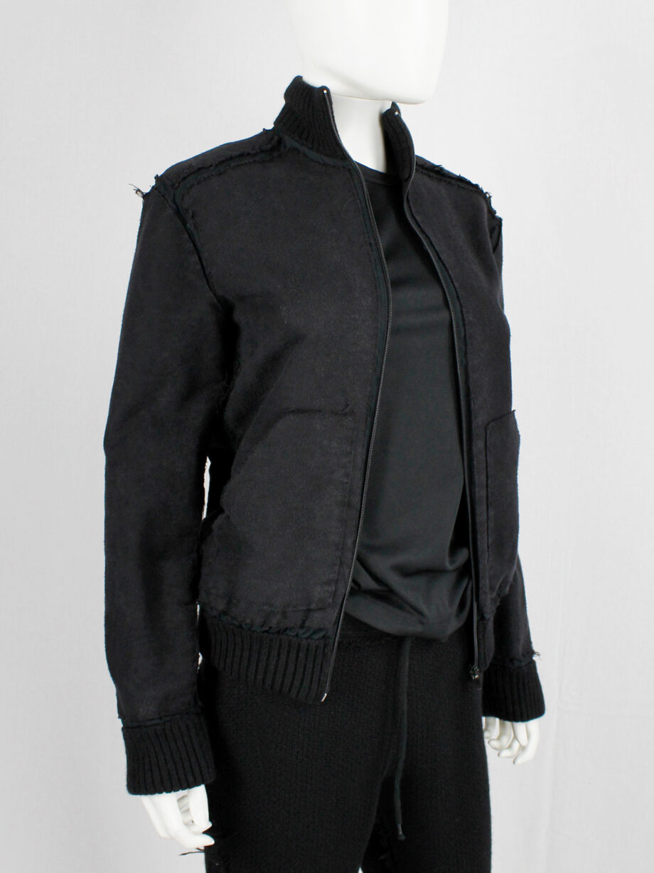 Jurgi Persoons dark grey bomber jacket covered with irregularly stitched frayed panels late 90s (12)