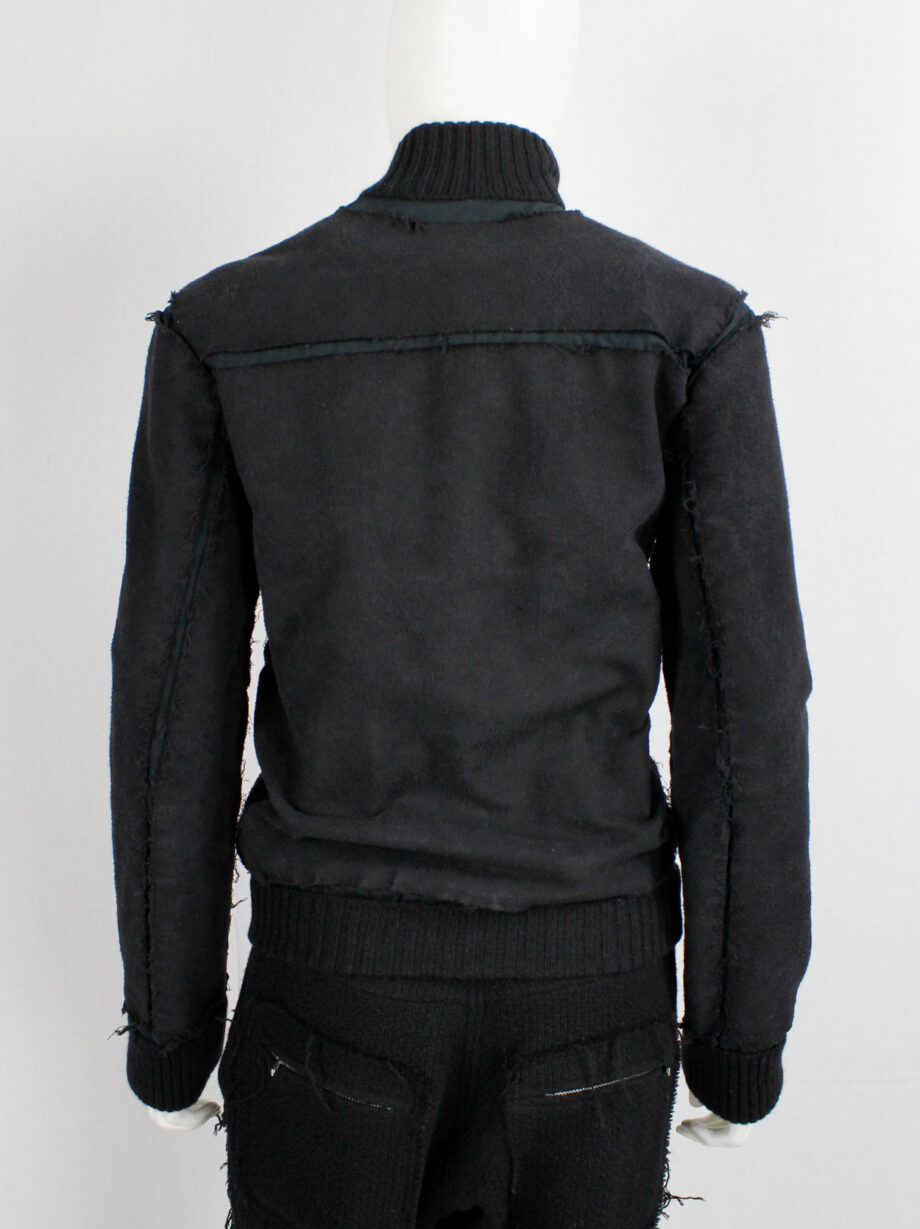 Jurgi Persoons dark grey bomber jacket covered with irregularly stitched frayed panels late 90s (8)