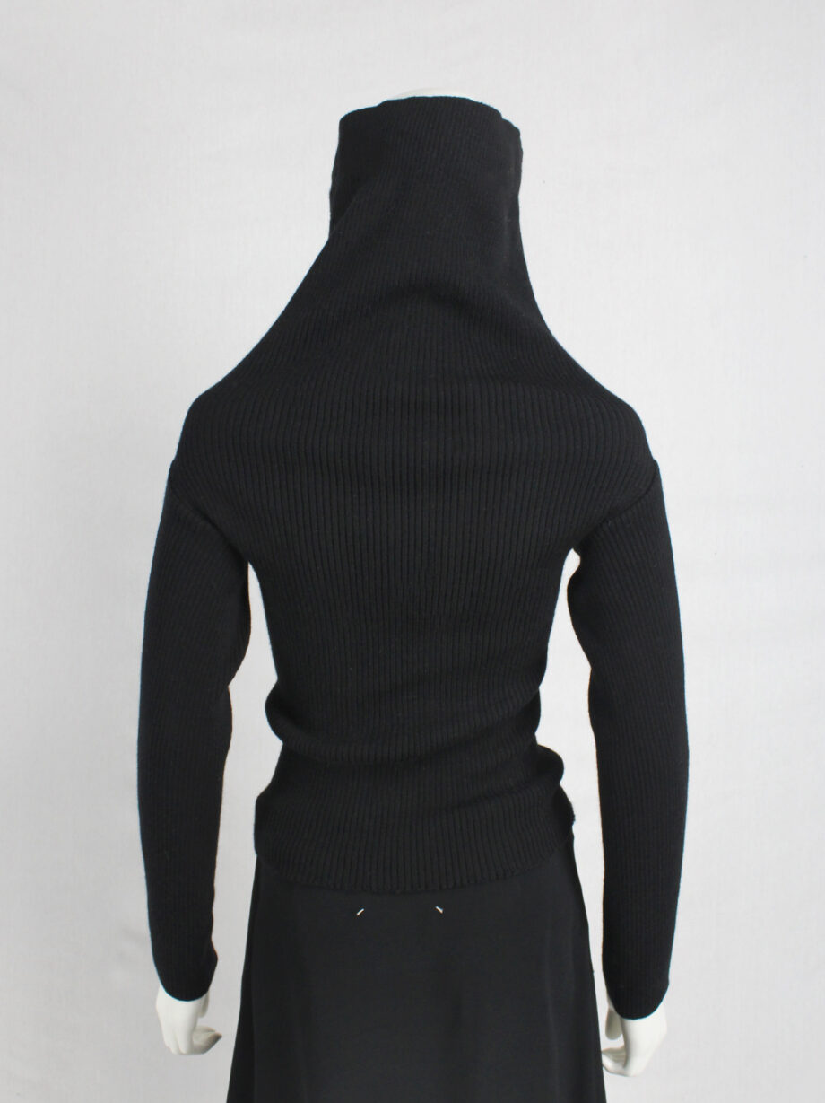 Maison Martin Margiela black flat zipper jumper with extra long neckline fall 1998 (6)