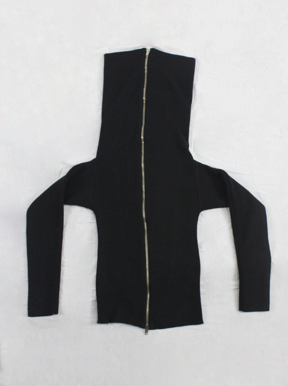 Maison Martin Margiela black flat zipper jumper with extra long neckline fall 1998 (8)