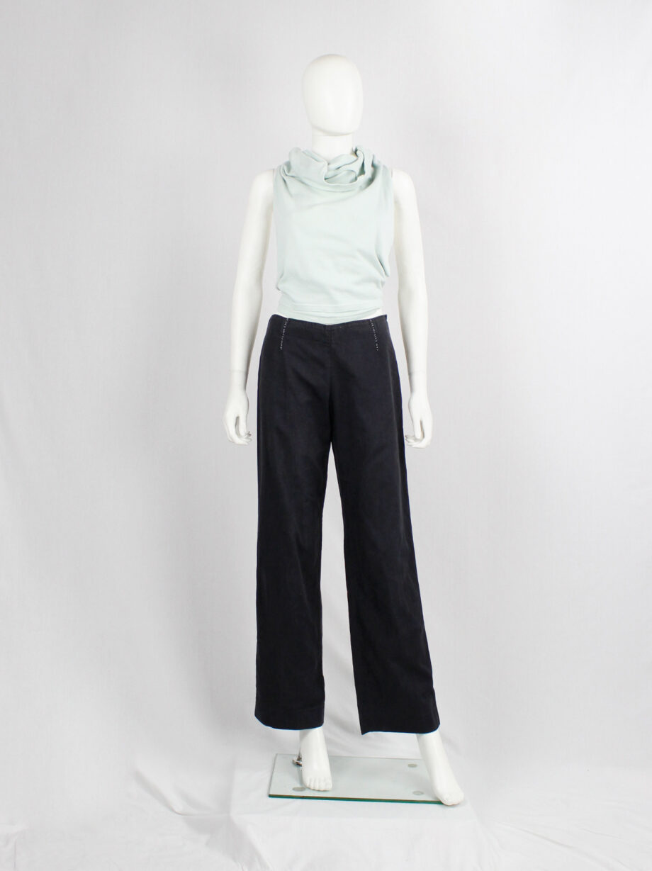 Maison Martin Margiela blue trousers with white stitched darts spring 2002 (12)