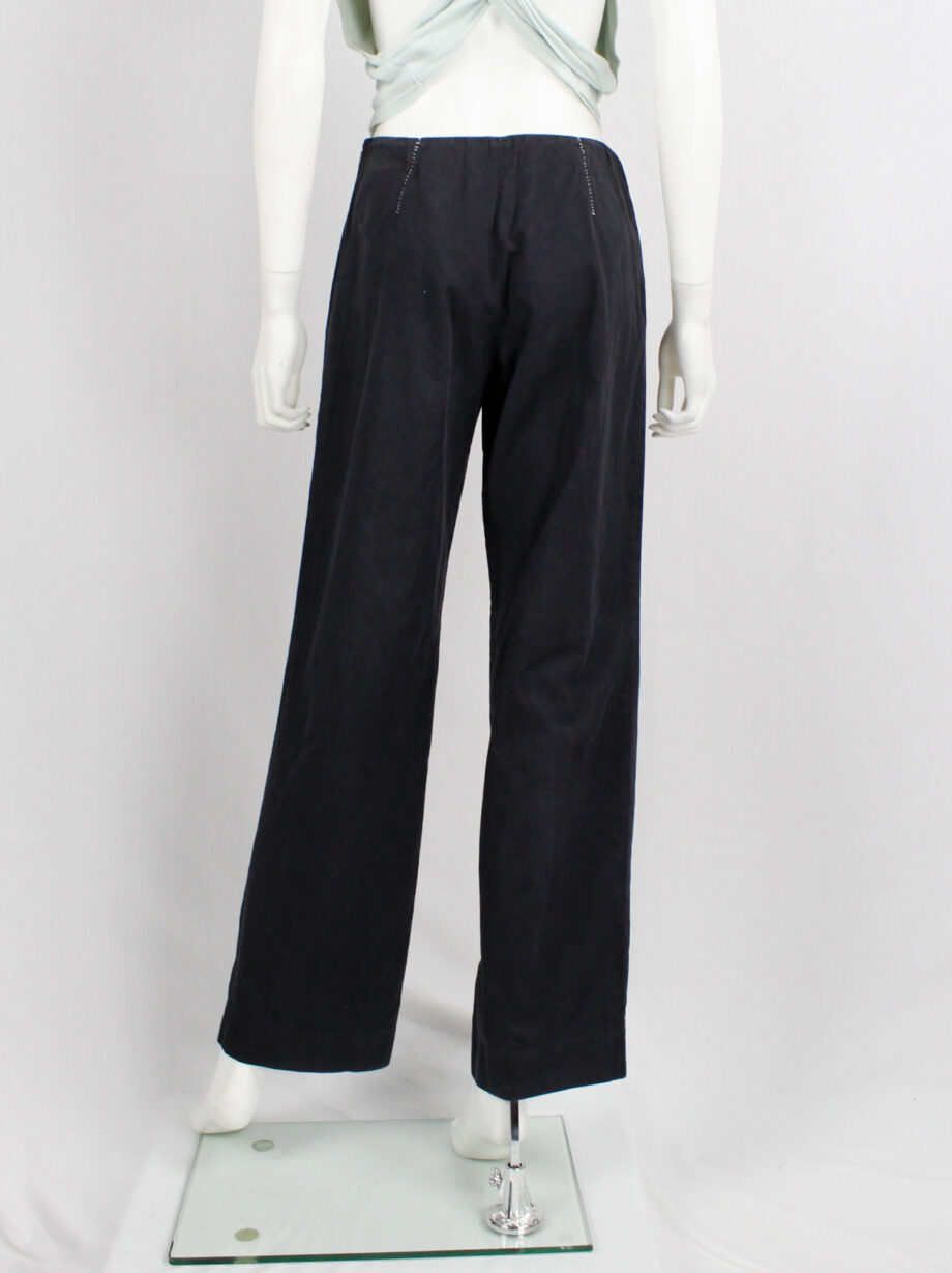 Maison Martin Margiela blue trousers with white stitched darts spring 2002 (15)