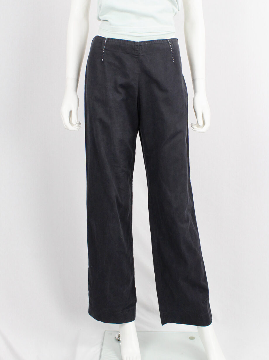 Maison Martin Margiela blue trousers with white stitched darts spring 2002 (9)