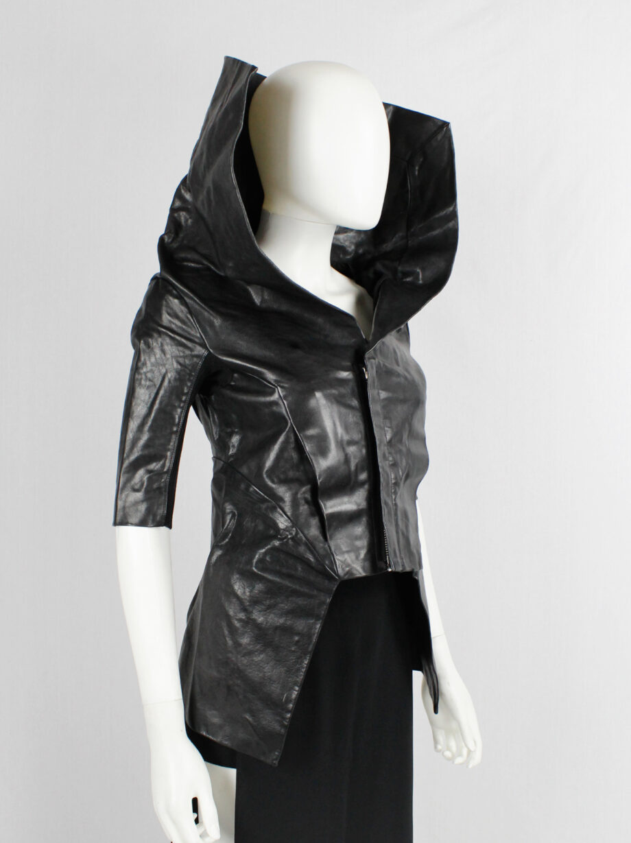Rick Owens ANTHEM black leather winged jacket with standing collar spring 2011 (1)