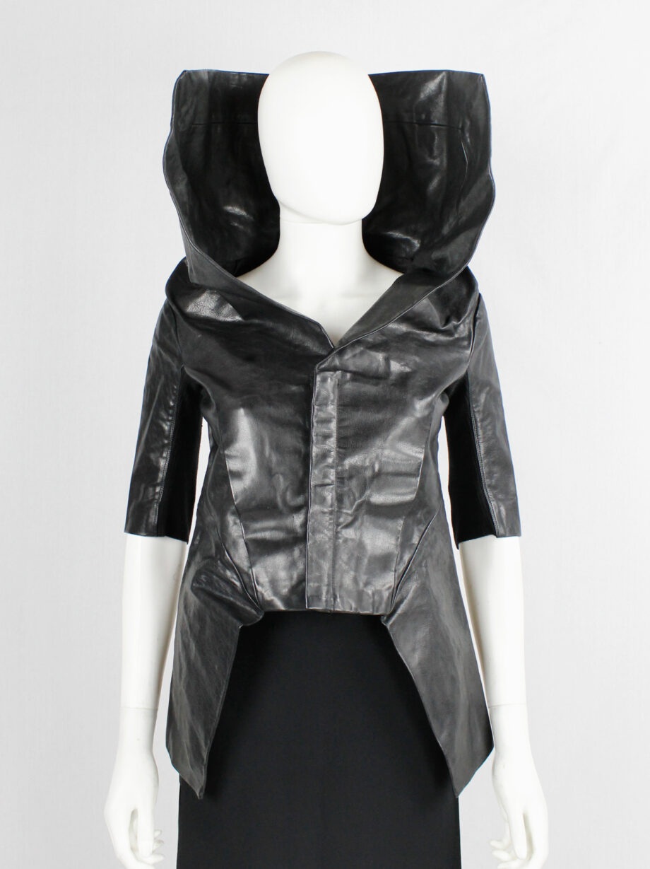 Rick Owens ANTHEM black leather winged jacket with standing collar spring 2011 (12)